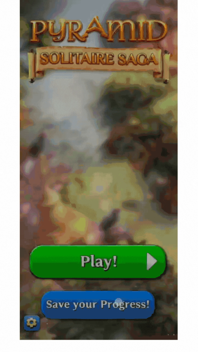 Gif shows how to create a King account in Pyramid Solitaire Saga. Save your Progress>Sign up with email>Create a King account>